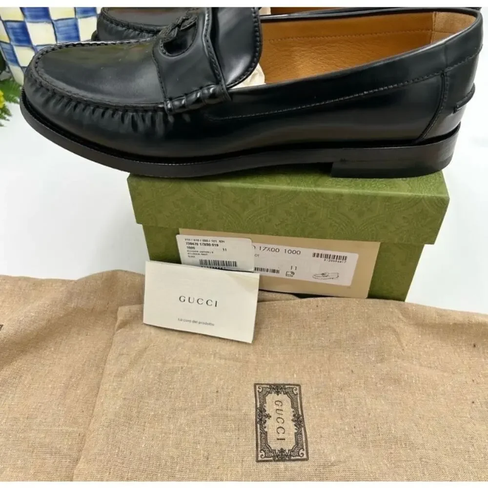 Men’s Gucci interlocking GG Leather loafers size 11 made in Italy